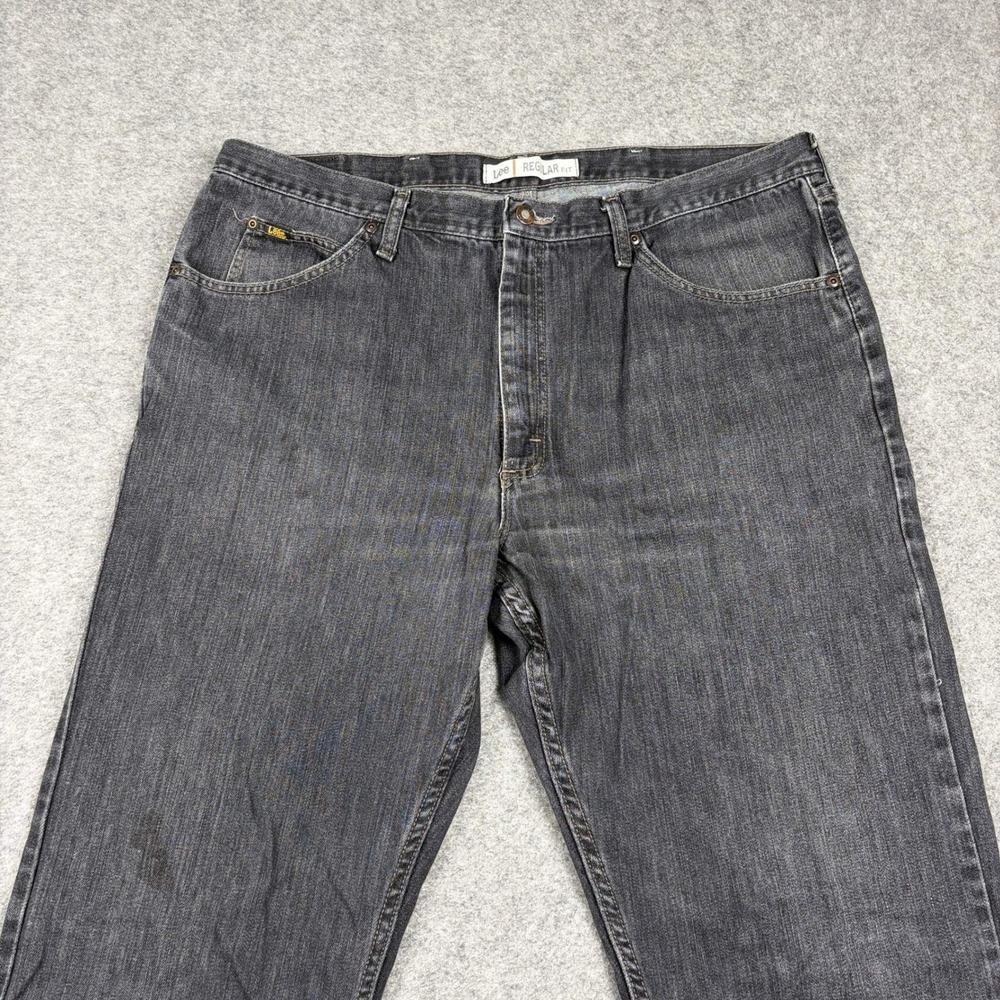 Lee Jeans Regular Fit Mens 42x32 Black Denim Pants Skater‎ Baggy Y2K Western 00s